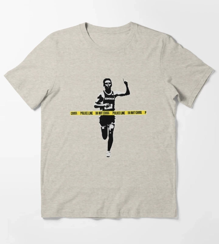 Banksy Marathon Runner Police Line T-Shirt Cream