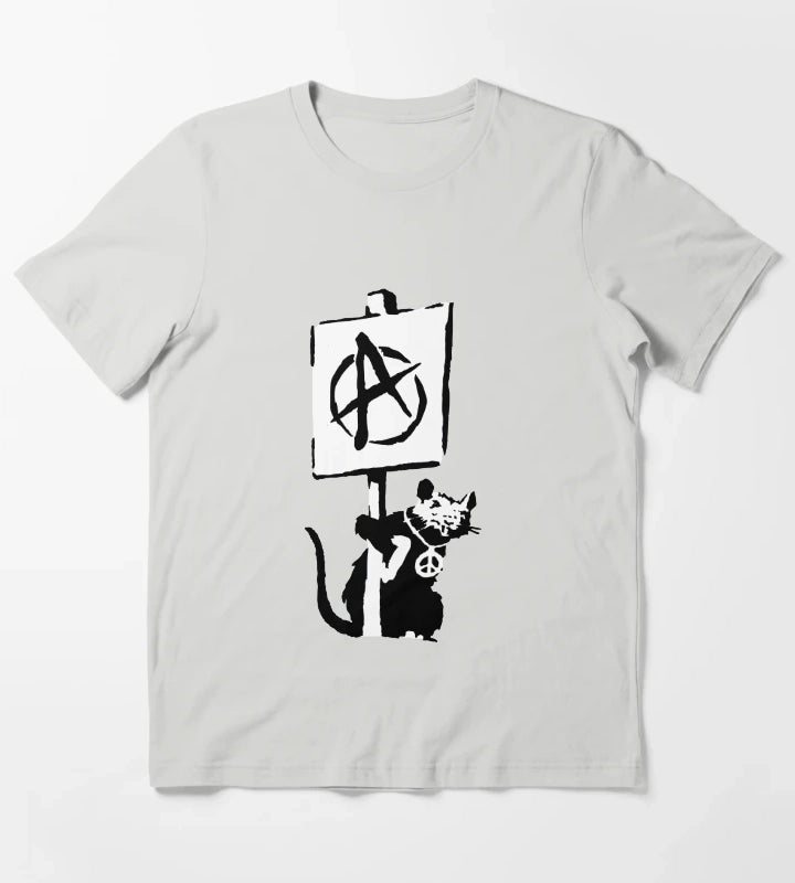 Banksy Rat Revolution T-Shirt Light Grey