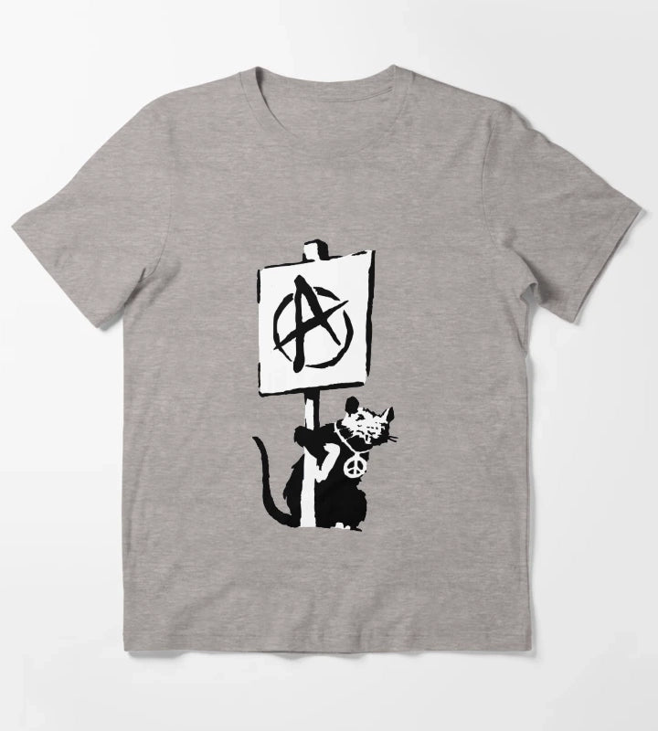 Banksy Rat Revolution T-Shirt Heather Grey