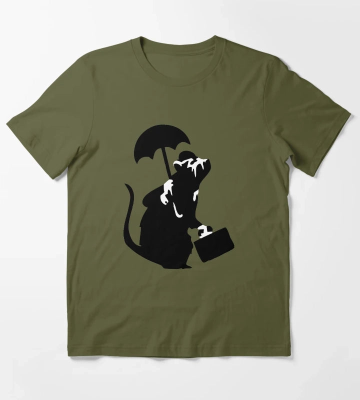 Banksy Upper Class Rat T-Shirt Olive Green