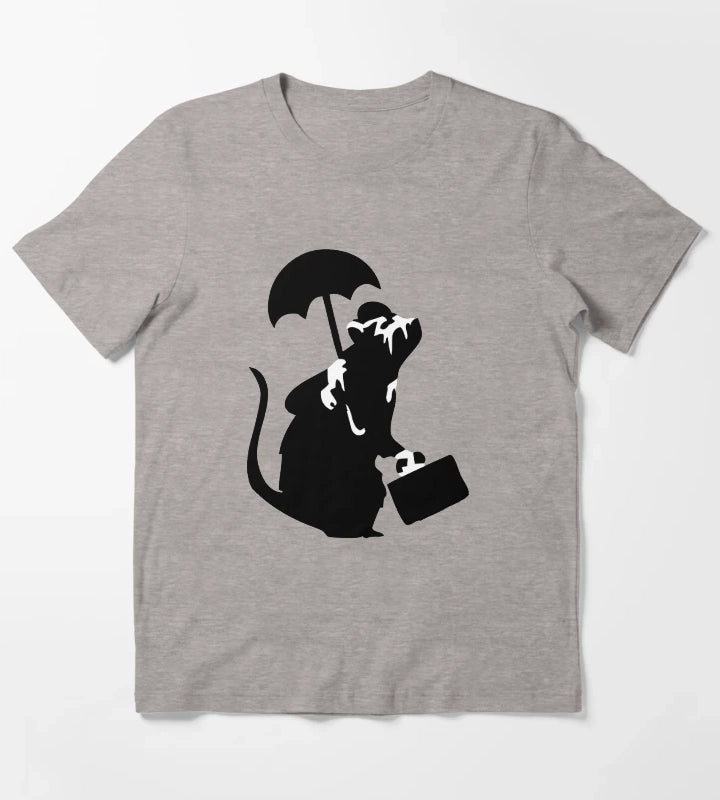 Banksy Upper Class Rat T-Shirt Heather Grey