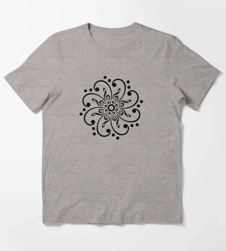 Bass Clef Treble Clef Mandala Music Musician Classic Dance T-Shirt Heather Grey