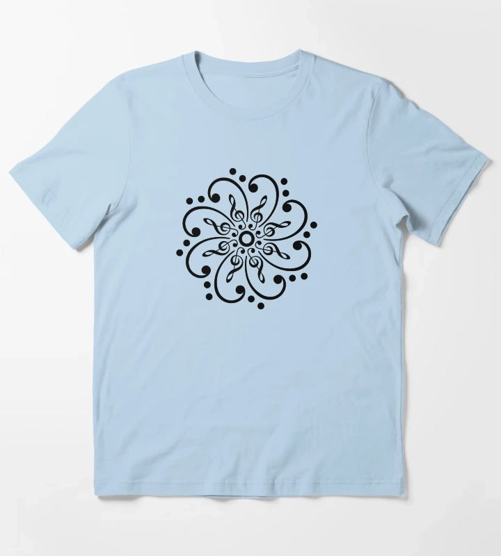 Bass Clef Treble Clef Mandala Music Musician Classic Dance T-Shirt Sky Blue