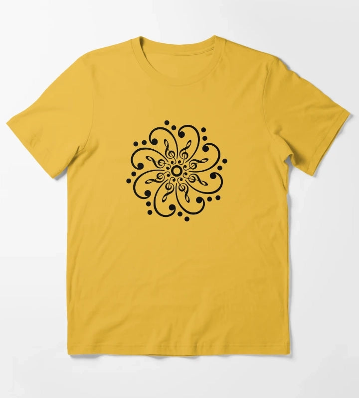 Bass Clef Treble Clef Mandala Music Musician Classic Dance T-Shirt Yellow