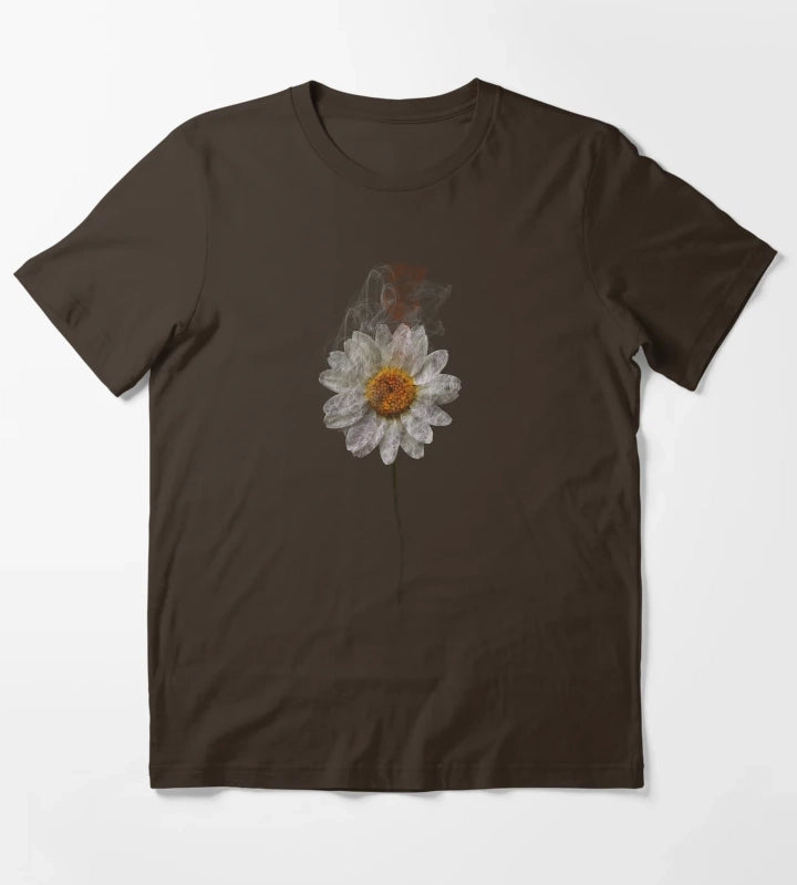Beautiful white daisy art T-Shirt Brown