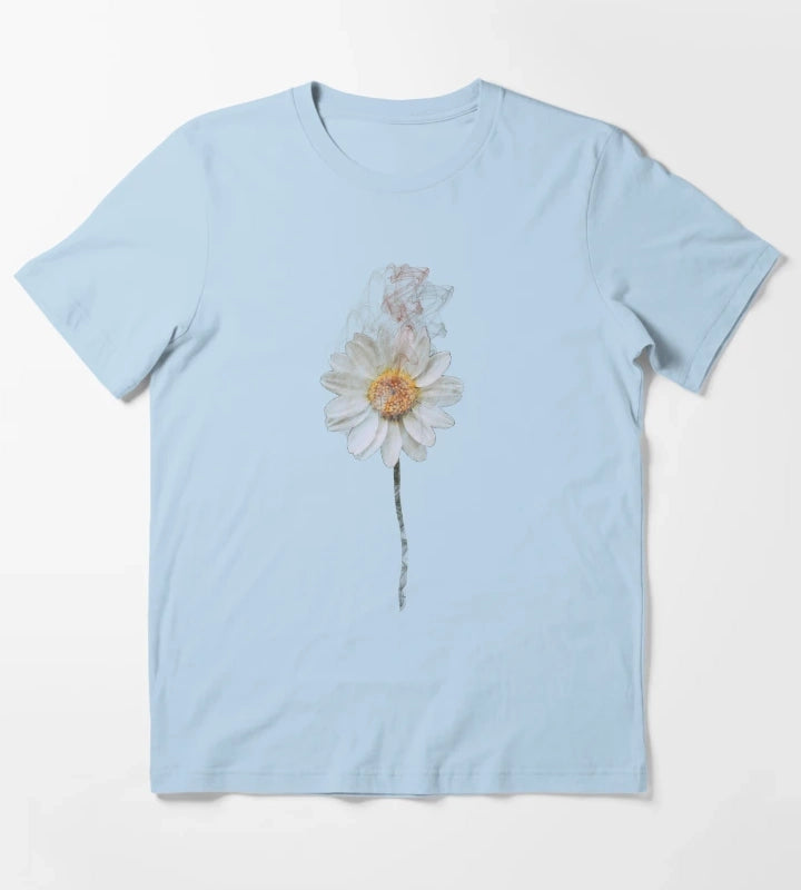 Beautiful white daisy art T-Shirt Sky Blue