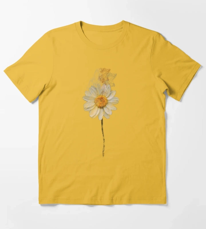 Beautiful white daisy art T-Shirt Yellow