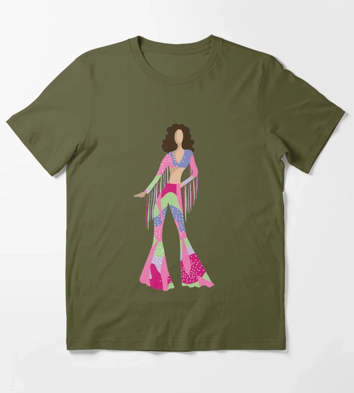 Bellbottom Diva T-Shirt Olive Green