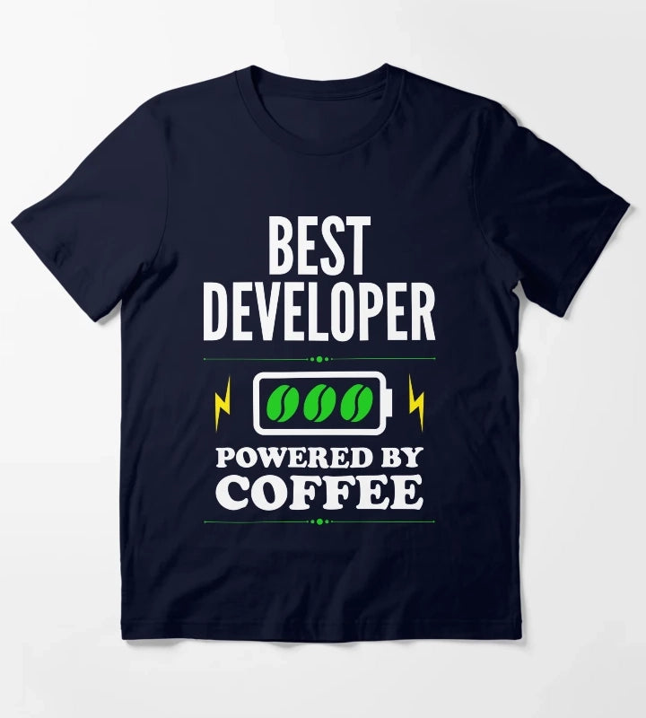 Best Developer Powered By Coffee for Developer T-Shirt Navy