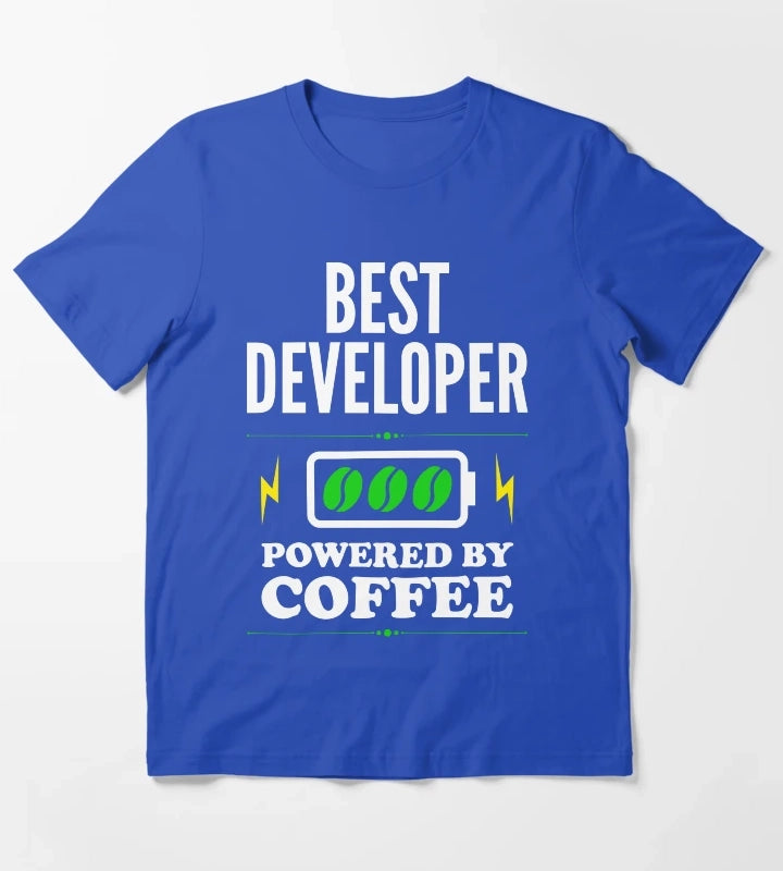 Best Developer Powered By Coffee for Developer T-Shirt Blue