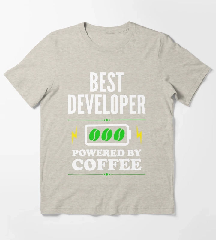 Best Developer Powered By Coffee for Developer T-Shirt Cream