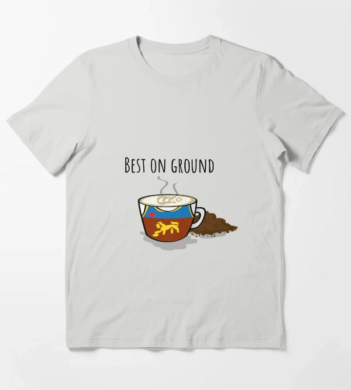 Best On Ground AFL Coffee Pun T-Shirt Light Grey