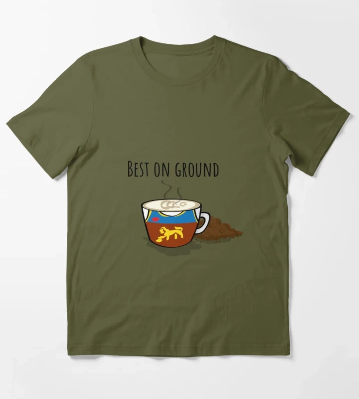Best On Ground AFL Coffee Pun T-Shirt Olive Green
