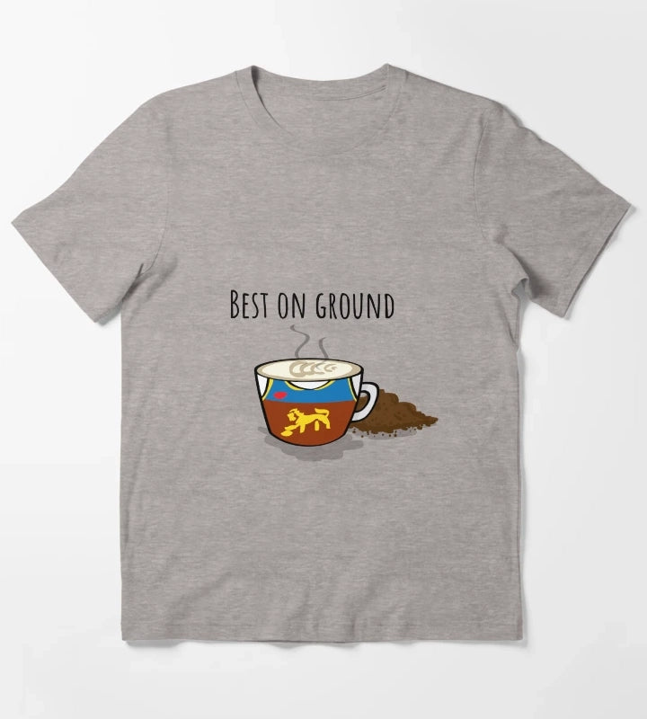 Best On Ground AFL Coffee Pun T-Shirt Heather Grey