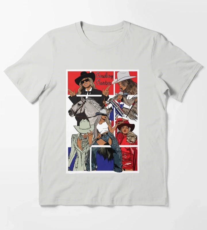 Beyonce Cowboy Carter WhiteTrim T-Shirt Light Grey