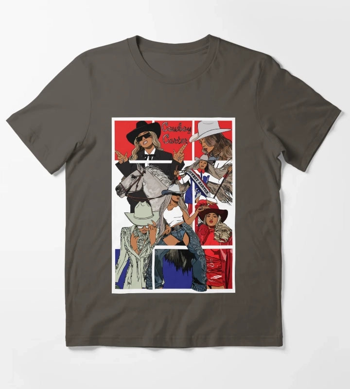 Beyonce Cowboy Carter WhiteTrim T-Shirt Dark Grey