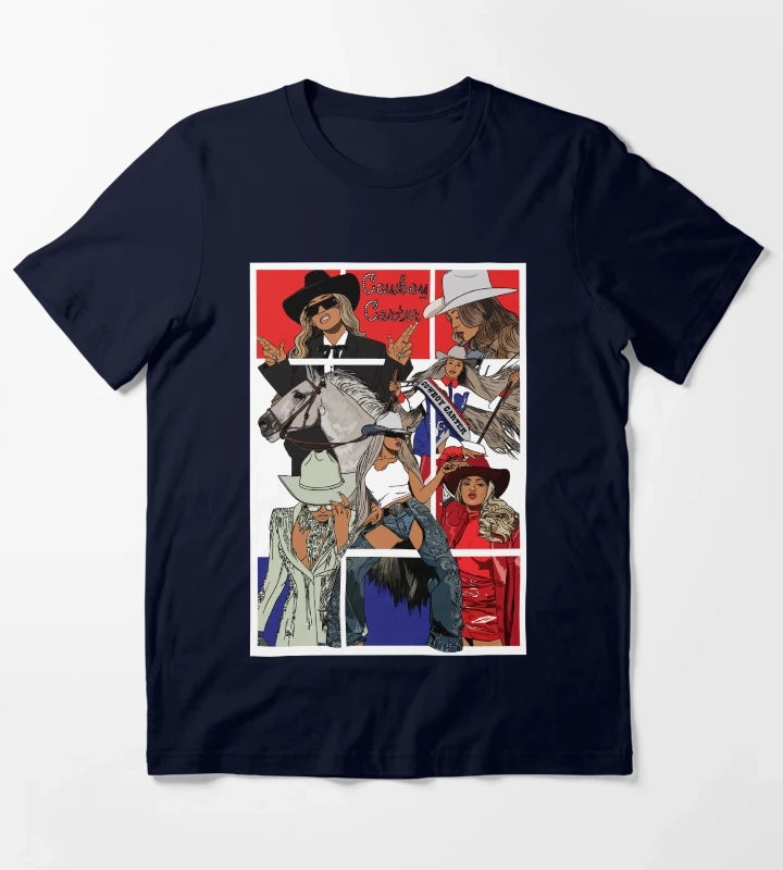 Beyonce Cowboy Carter WhiteTrim T-Shirt Navy