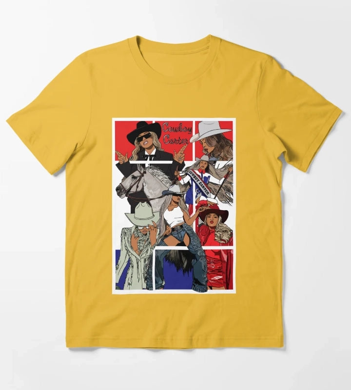 Beyonce Cowboy Carter WhiteTrim T-Shirt Yellow