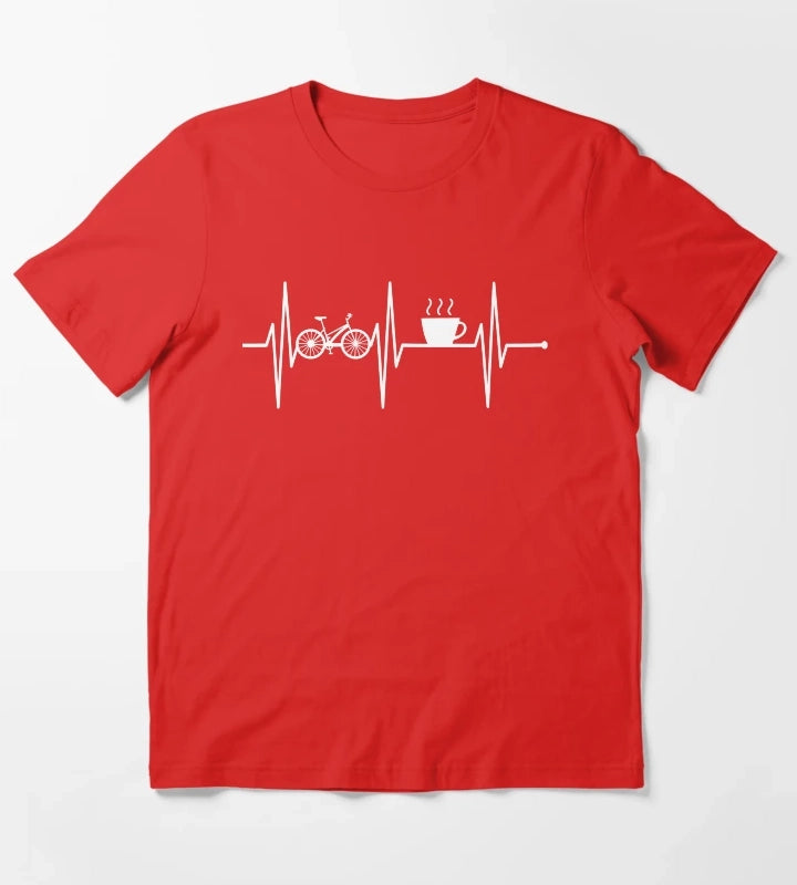 Bicycling Shirt Coffee Lover Cycling Biking Funny Biker T-Shirt Red