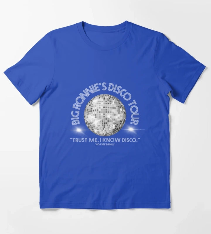 Big Ronnies Disco Tour No Free Drinks T-Shirt Blue