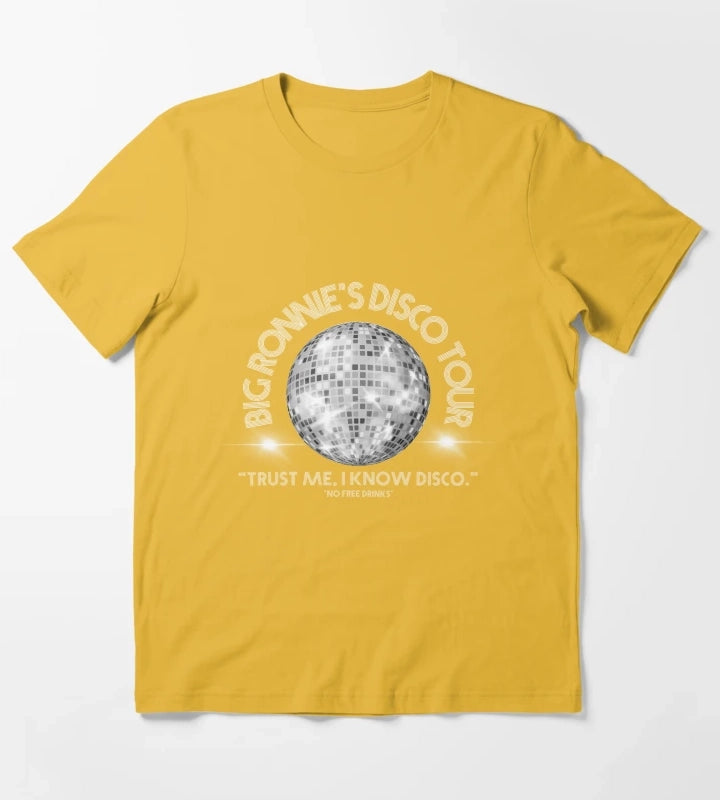 Big Ronnies Disco Tour No Free Drinks T-Shirt Yellow