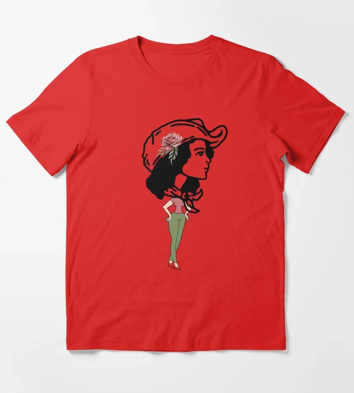 Big head Cowgirl Western world T-Shirt Red