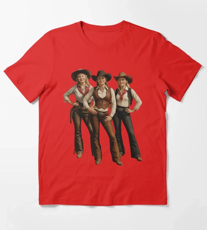Black African American Cowgirl Western Country Rodeo T-Shirt Red