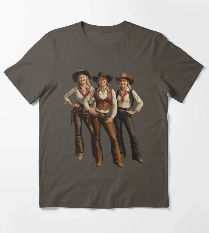 Black African American Cowgirl Western Country Rodeo T-Shirt Dark Grey