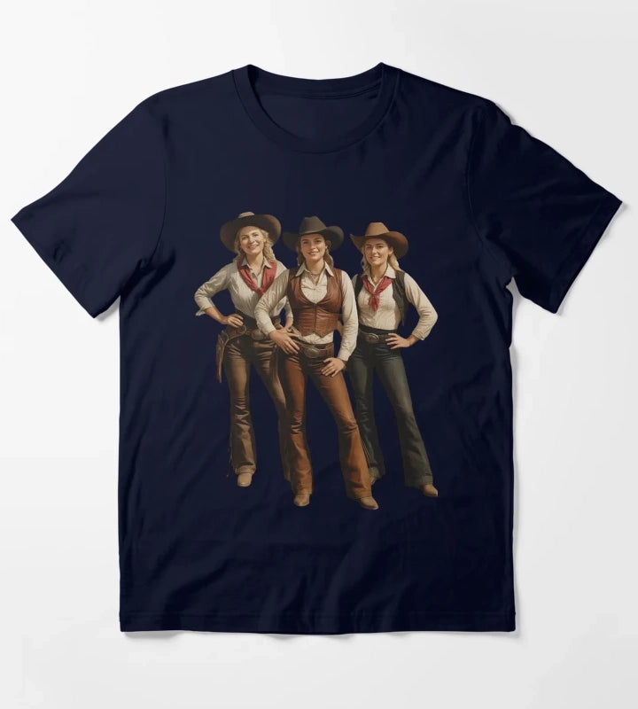 Black African American Cowgirl Western Country Rodeo T-Shirt Navy