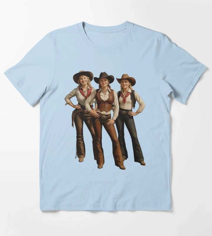 Black African American Cowgirl Western Country Rodeo T-Shirt Sky Blue