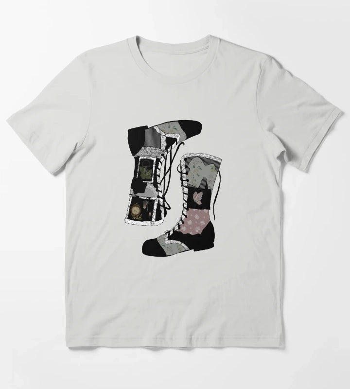 Black Boots that were made for Walking T-Shirt Light Grey