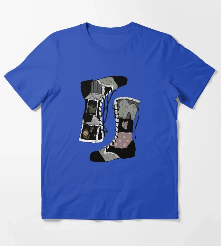 Black Boots that were made for Walking T-Shirt Blue