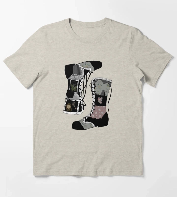 Black Boots that were made for Walking T-Shirt Cream