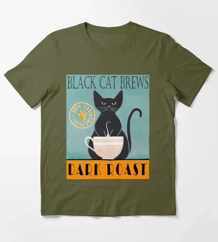 Black Cat Brews T-Shirt Olive Green