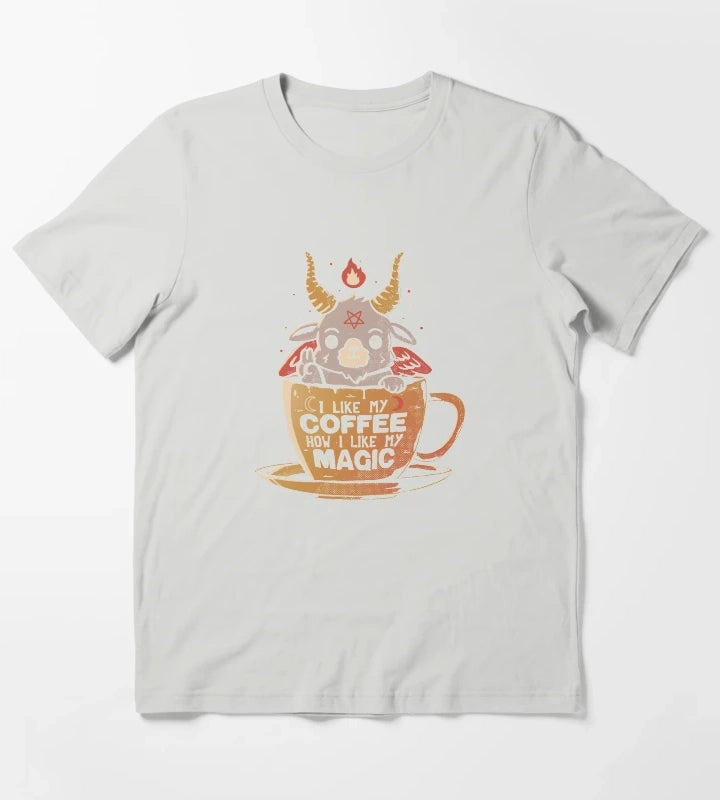 Black Coffee Cute Evil Baphomet Gift Tshirt T-Shirt Light Grey