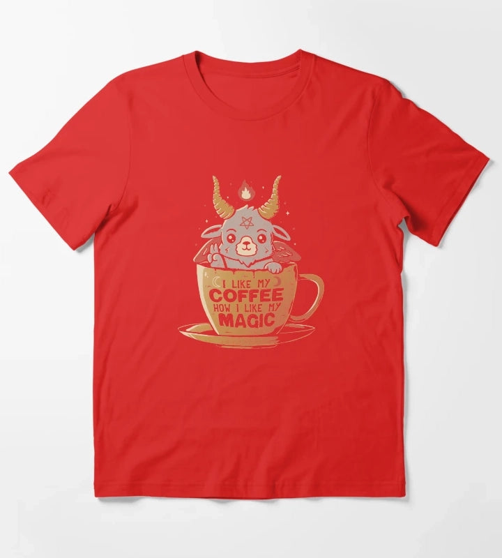 Black Coffee Cute Evil Baphomet Gift Tshirt T-Shirt Red