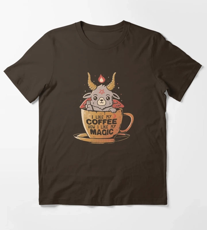 Black Coffee Cute Evil Baphomet Gift Tshirt T-Shirt Brown