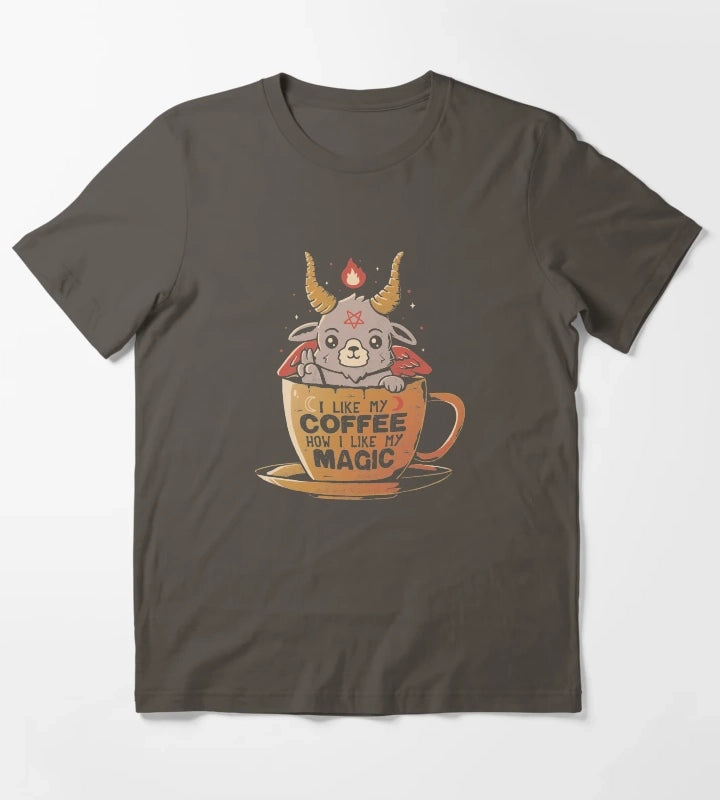 Black Coffee Cute Evil Baphomet Gift Tshirt T-Shirt Dark Grey