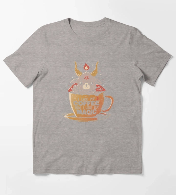 Black Coffee Cute Evil Baphomet Gift Tshirt T-Shirt Heather Grey