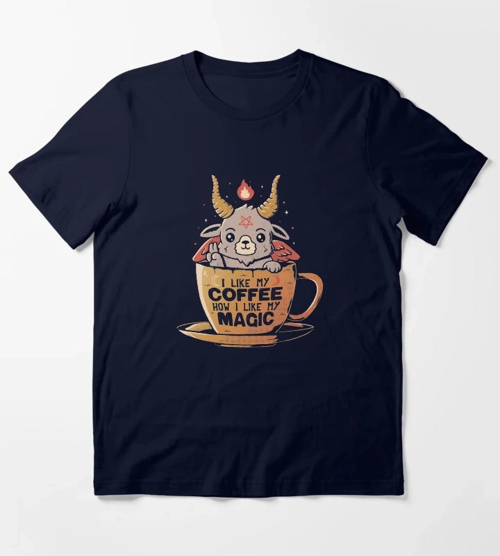 Black Coffee Cute Evil Baphomet Gift Tshirt T-Shirt Navy