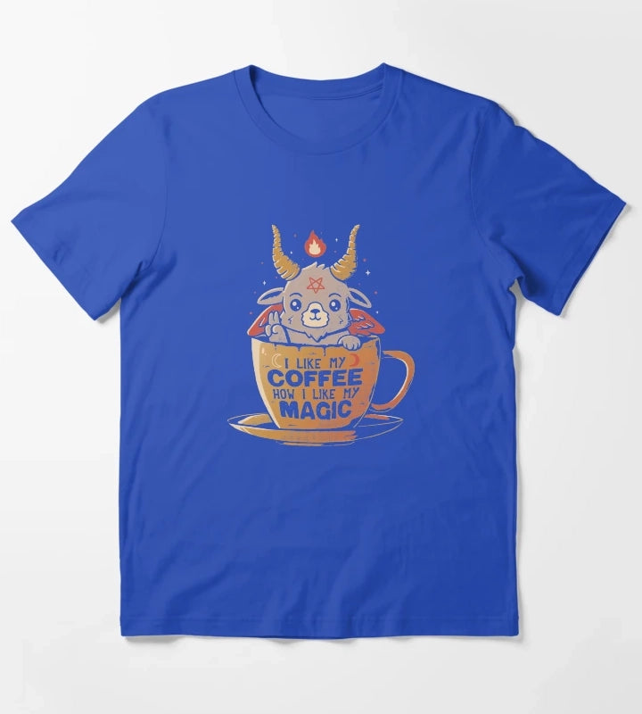 Black Coffee Cute Evil Baphomet Gift Tshirt T-Shirt Blue
