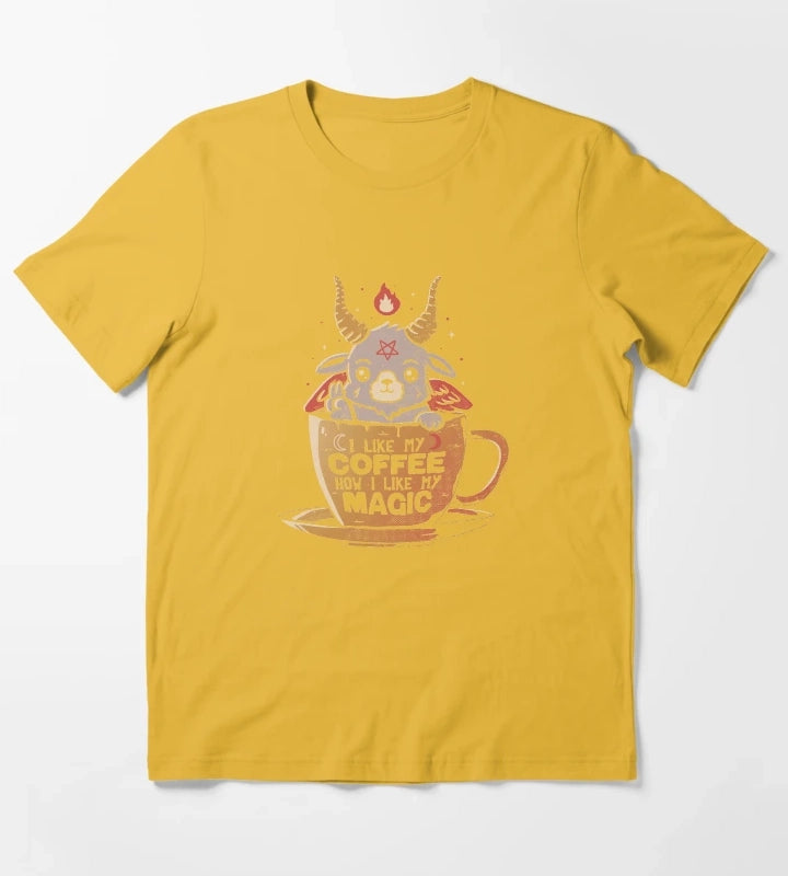 Black Coffee Cute Evil Baphomet Gift Tshirt T-Shirt Yellow