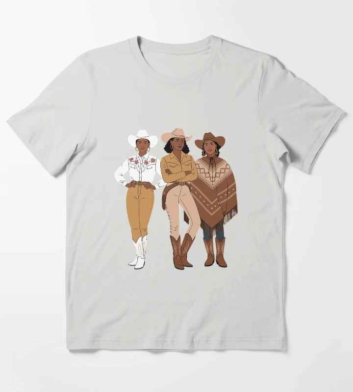 Black Cowgirl Melanin Western Rodeo T-Shirt Light Grey