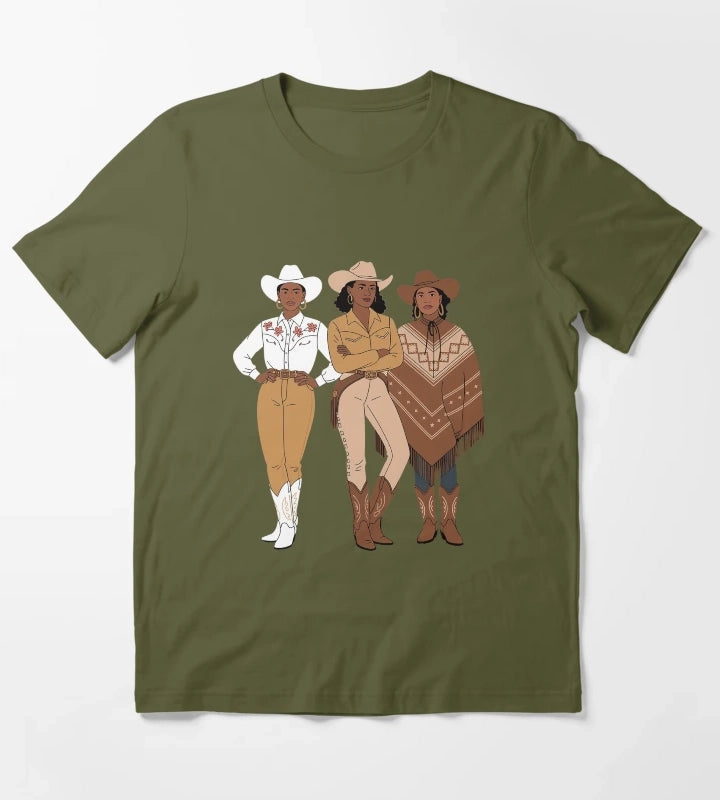 Black Cowgirl Melanin Western Rodeo T-Shirt Olive Green