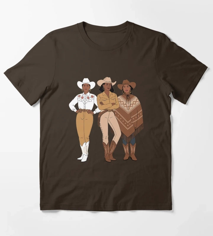 Black Cowgirl Melanin Western Rodeo T-Shirt Brown