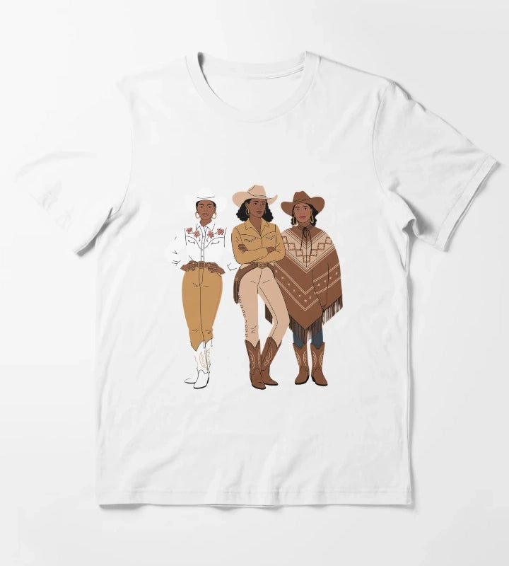 Black Cowgirl Melanin Western Rodeo T-Shirt White