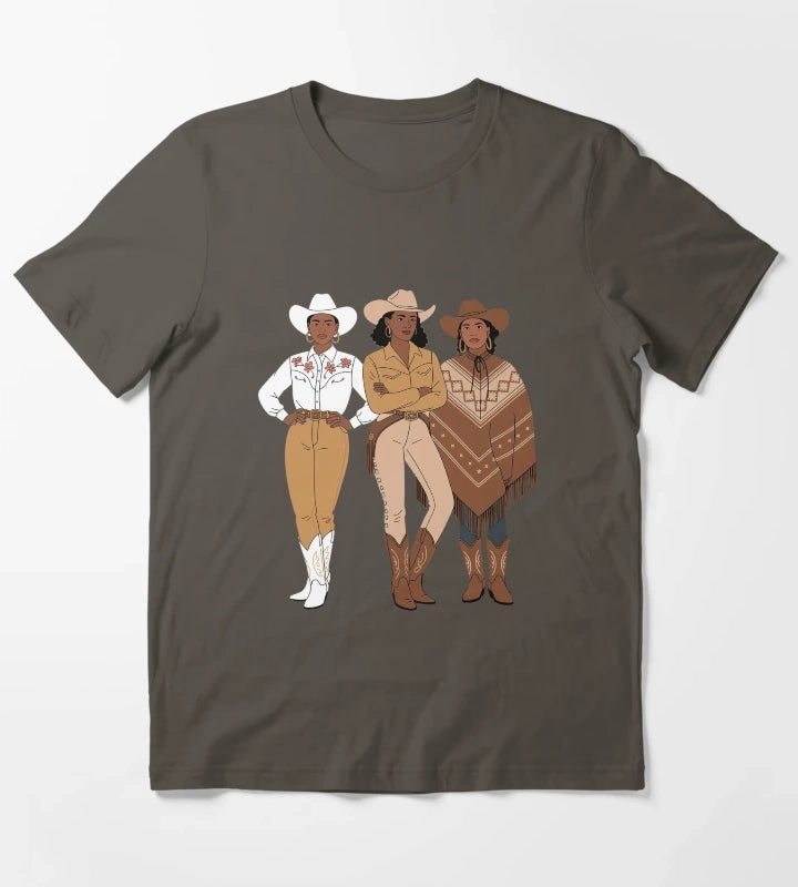 Black Cowgirl Melanin Western Rodeo T-Shirt Dark Grey