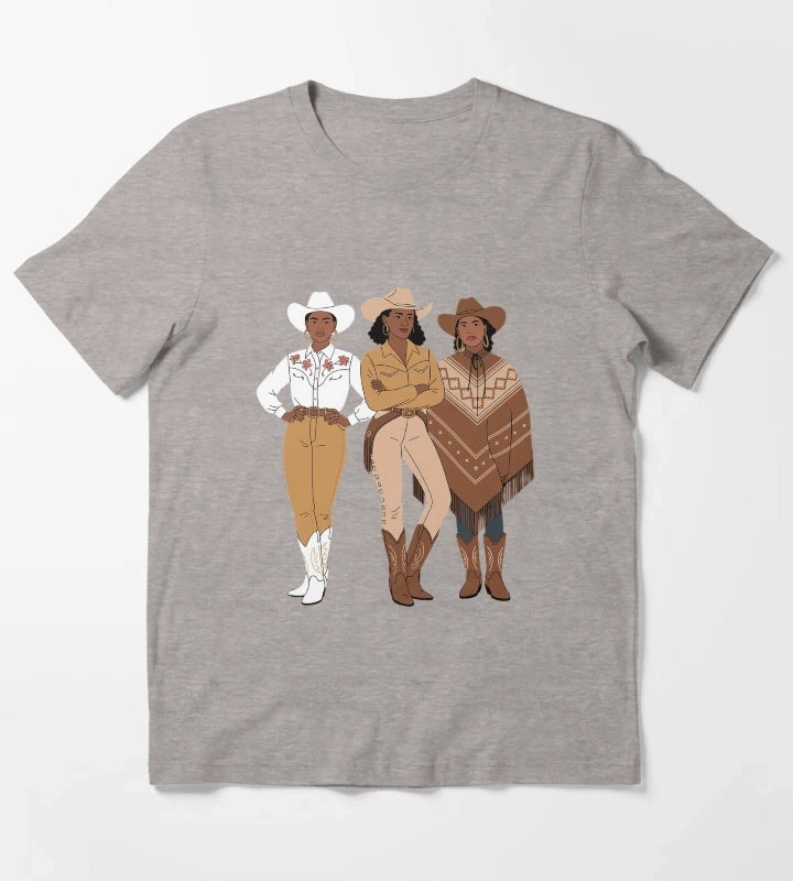 Black Cowgirl Melanin Western Rodeo T-Shirt Heather Grey