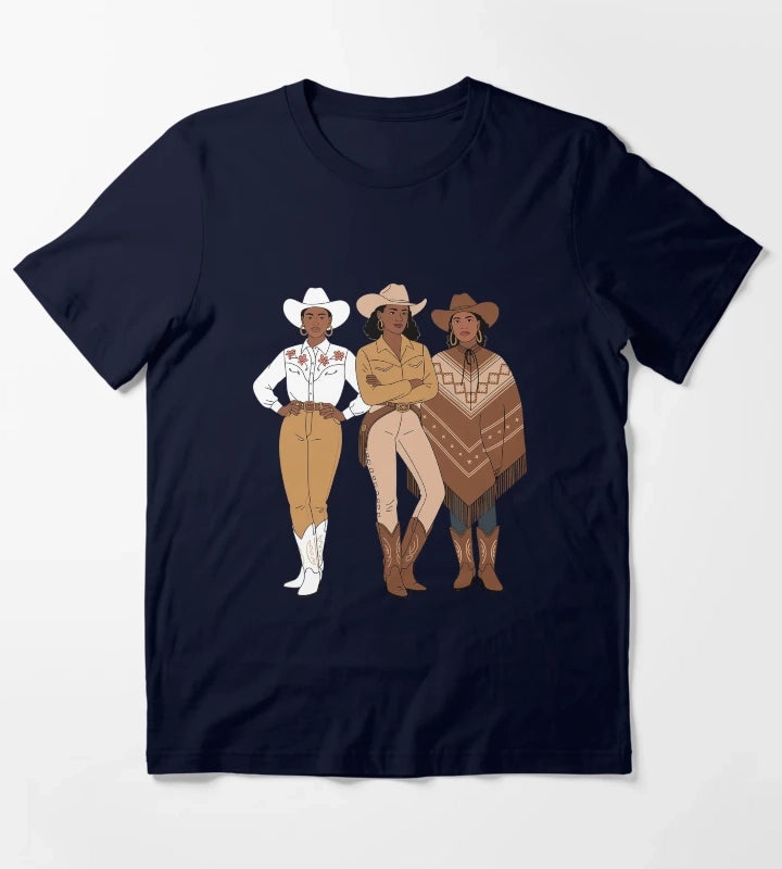 Black Cowgirl Melanin Western Rodeo T-Shirt Navy