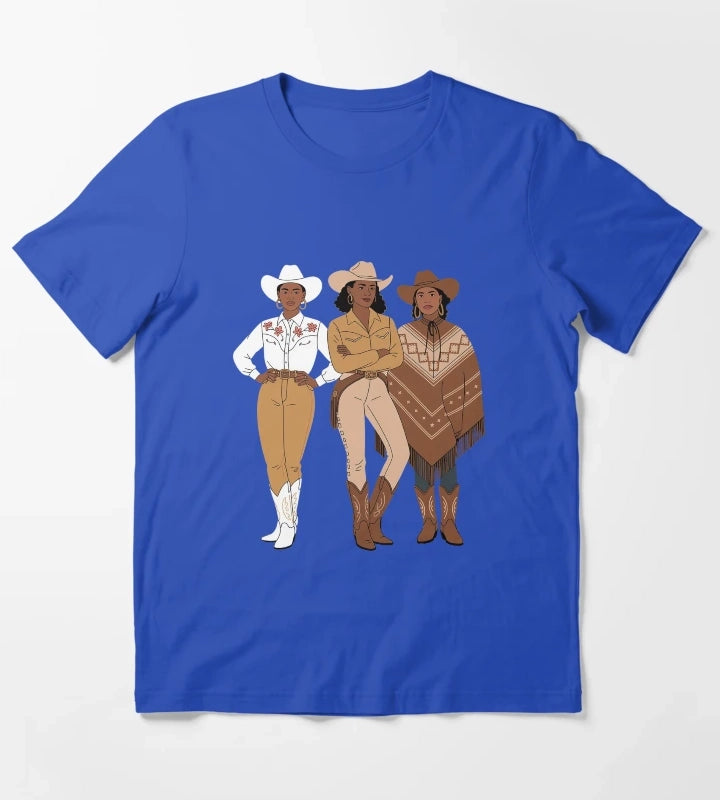 Black Cowgirl Melanin Western Rodeo T-Shirt Blue